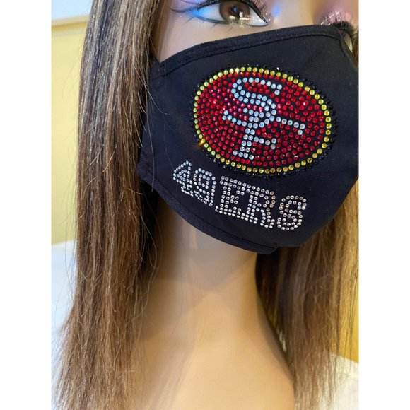 San Francisco 49ers Bling Rhinestone Face Mask Side Logo - Picture 7 of 10